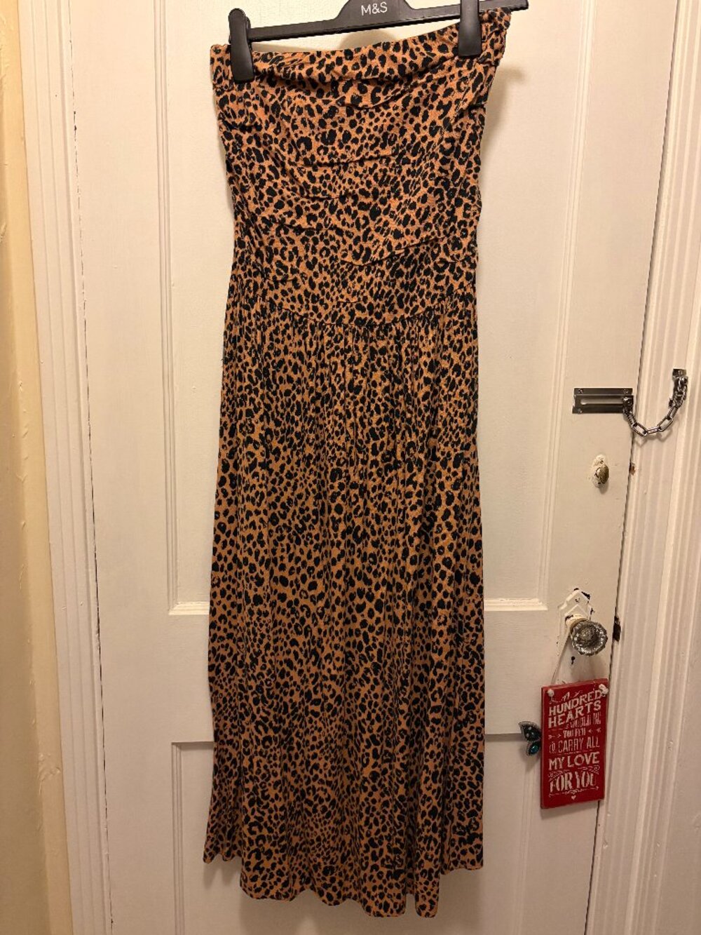 Strapless Leopard Print Maxi Dress